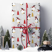 Papier Cadeau Noël du mignon manchot d'hiver