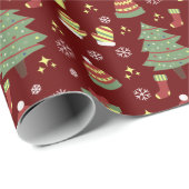 Papier Cadeau Noël du mignon Maroon (Coin rond)
