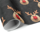 Papier Cadeau Noël du mignon Père Noël Reindeer (Coin rond)