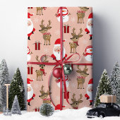 Papier Cadeau Noël du mignon Père Noël Reindeer Snowman