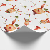 Papier Cadeau Noël du mignon Rudolph Reindeer (Coin)