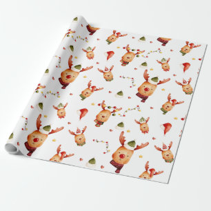 Papier Cadeau Noël du mignon Rudolph Reindeer
