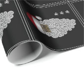 Papier Cadeau Noël du Motif de Père Noël noir (Coin rond)