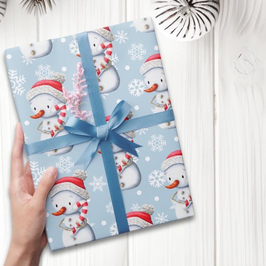 Papier Cadeau Noël du motoneige bleu mignon