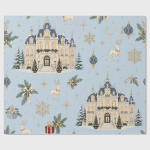 Papier Cadeau Noël du Palais d'Hiver Bleu Glacé Céleste