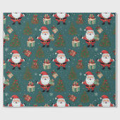 Papier Cadeau Noël du Père Noël Arbres verts Noël (Plat)