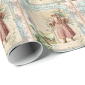 Papier Cadeau Noël du Père Noël de l'époque victorienne (Coin rond)