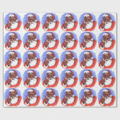 Papier Cadeau Noël du Père Noël noir afro-américain (Plat)