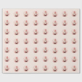 Papier Cadeau Noël du Père Noël rose rétro (Plat)