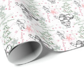 Papier Cadeau Noël du Père Noël tiré à la main (Coin rond)