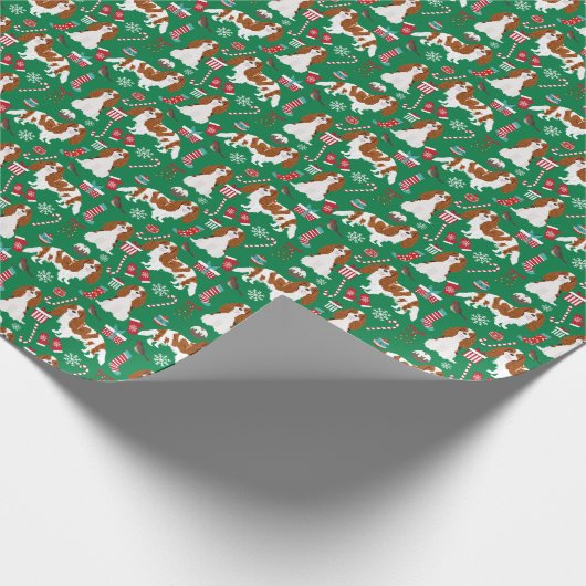 Papier Cadeau Noël du roi Cavalier Charles Spaniel Blenheim (Coin)