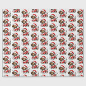 Papier Cadeau Noël du saint Dachshund du Père Noël (Plat)