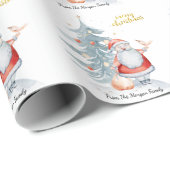 Papier Cadeau Noël du sapin du Père Noël (Coin rond)