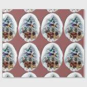 Papier Cadeau Noël du trio chinois Shar-pei (Plat)