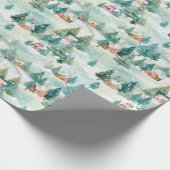 Papier Cadeau Noël du village d'hiver (Coin)