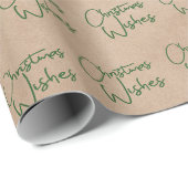 Papier cadeau Noël écriture verte Kraft Noël (Coin rond)