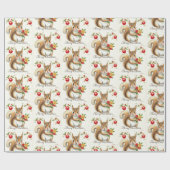 Papier cadeau Noël écureuil vintage (Plat)