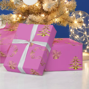 Papier Cadeau Noël Élégance Rose et Or