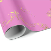 Papier Cadeau Noël Élégance Rose et Or (Coin rond)