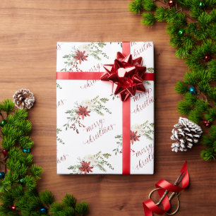 Papier Cadeau Noël Élégant Aquarelle Verdure Baies