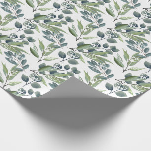 Papier Cadeau Noël élégant de feuillage d'hiver d'aquarelle