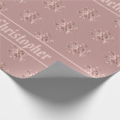 Papier Cadeau Noël élégant d'or de motif rose de flocons de (Coin)