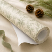Papier Cadeau Noël Élégant Feuillage Vert Fêtes