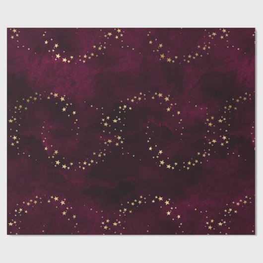 Papier Cadeau Noël élégant luxe étoiles or motif (Plat)