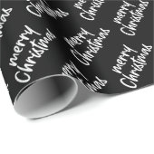 Papier Cadeau Noël élégant noir et blanc (Coin rond)