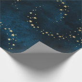 Papier Cadeau Noël élégant or étoiles motif bleu w (Coin)