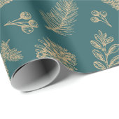 Papier Cadeau Noël élégant or étoiles motif wrappi (Coin rond)