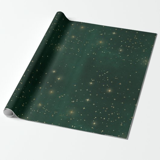 Papier Cadeau Noël élégant or étoiles motif wrappi (Déroulé)
