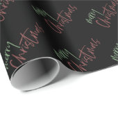 Papier Cadeau Noël Élégante typographie de script rouge et blanc (Coin rond)