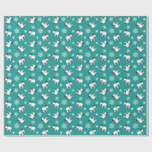 Papier Cadeau Noël Eléphant Blanc (Sarcelle) (Plat)