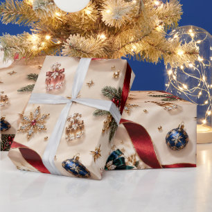 Papier Cadeau Noël Emeraude Bourgogne Luxueux