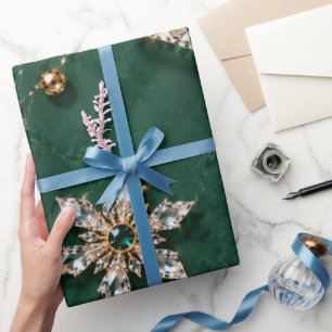 Papier Cadeau Noël émeraude marbre joyau