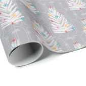 Papier Cadeau Noël en aluminium Arbres gris Noël (Coin rond)