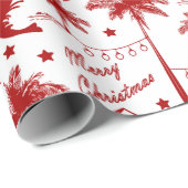 Papier Cadeau Noël en Australie tropicale Toile rouge (Coin rond)