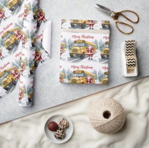 Papier Cadeau Noël en autobus scolaire pour le conducteur