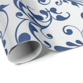 Papier Cadeau Noël en bleu & argent (Coin rond)