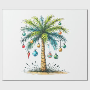 Papier Cadeau Noël en Décembre Noël Tropical de Plage Palmier
