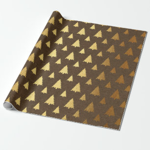 Papier Cadeau Noël en feuille d'or et bordeaux