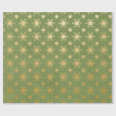 Papier Cadeau Noël en feuille d'or et vert (Plat)