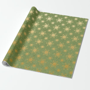 Papier Cadeau Noël en feuille d'or et vert