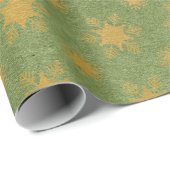 Papier Cadeau Noël en feuille d'or et vert (Coin rond)
