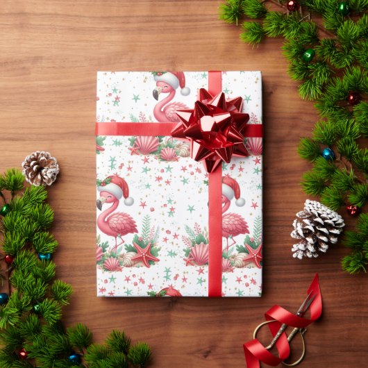 Papier Cadeau Noël en Flamant rose juillet (Cadeau de vacances)