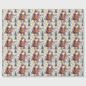Papier Cadeau Noël en juillet avec SANTA CLAUS (Plat)