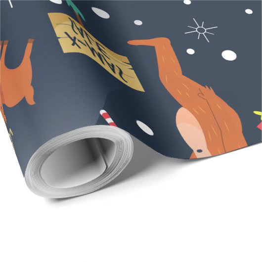 Papier Cadeau noël enlèvement alien bigfoot yeti sasquatch (Coin rond)