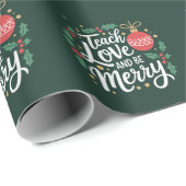 Papier Cadeau Noël Enseigner l'amour et être Joyeux Noël Enseign (Coin rond)