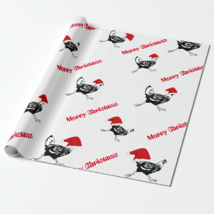 Papier Cadeau Noël enveloppant des poulets de Papier-Père Noë